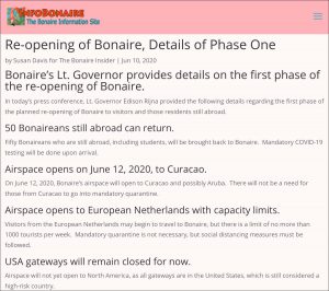 Info Bonaire website update